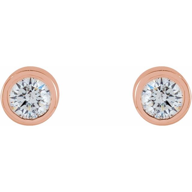 14K Rose .04 CTW Natural Diamond Micro Bezel-Set Earrings