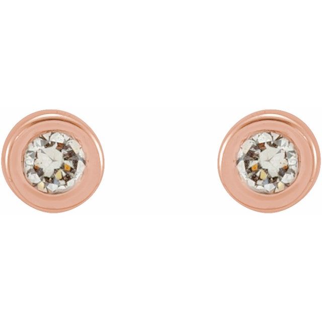 14K Rose .02 CTW Natural Diamond Micro Bezel-Set Earrings