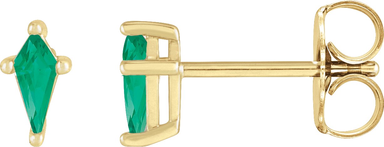 14K Yellow Lab Grown Emerald Earrings Ref 19258533