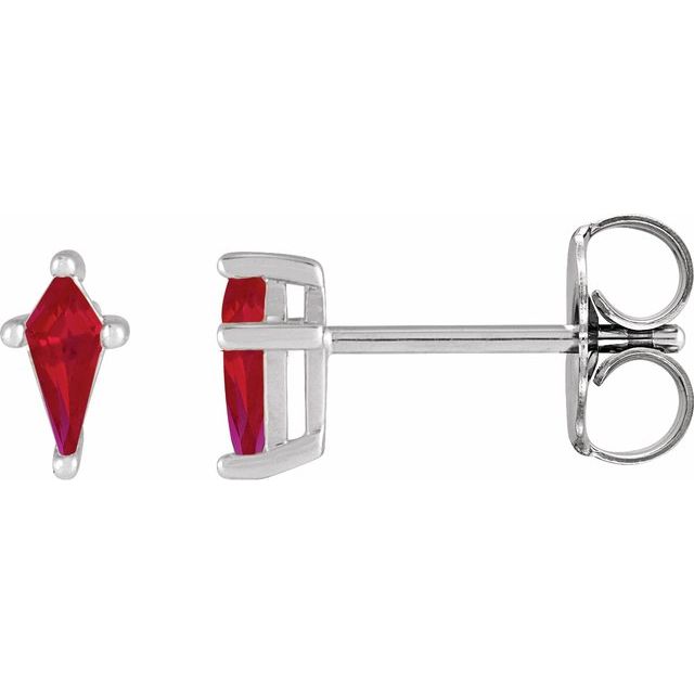 14K White Lab-Grown Ruby Earrings