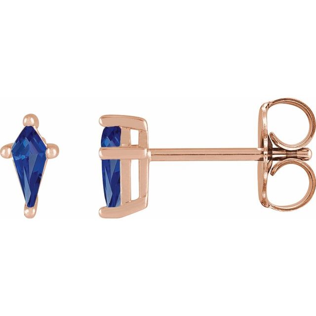 14K Rose Lab-Grown Blue Sapphire Earrings
