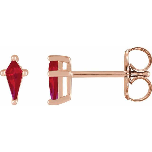 14K Rose Lab-Grown Ruby Earrings