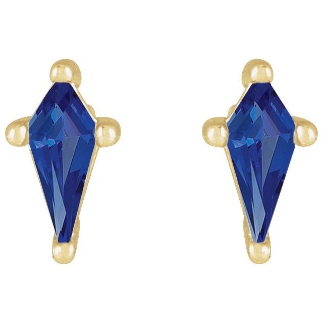 14K Yellow Lab-Grown Blue Sapphire Earrings