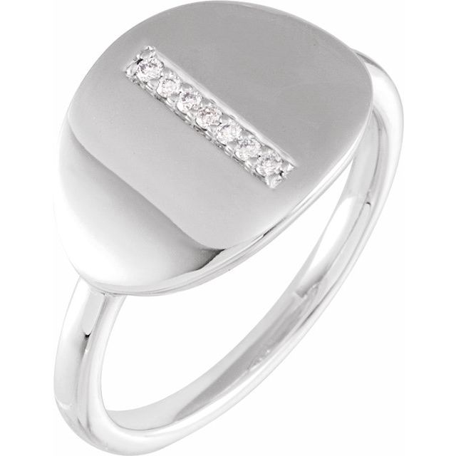 14K White Initial I .04 CTW Diamond Ring