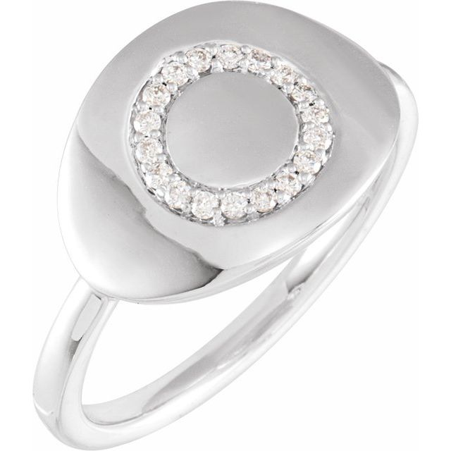 14K White 1/10 CTW Natural Diamond Initial O Ring
