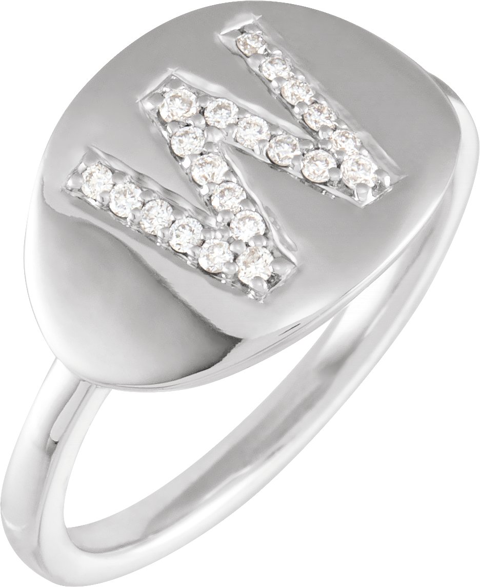 14K White 1/6 CTW Natural Diamond Initial W Ring