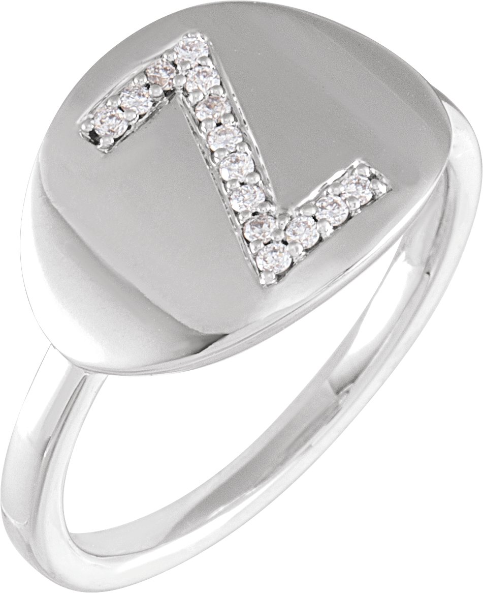 14K White 1/10 CTW Natural Diamond Initial Z Ring