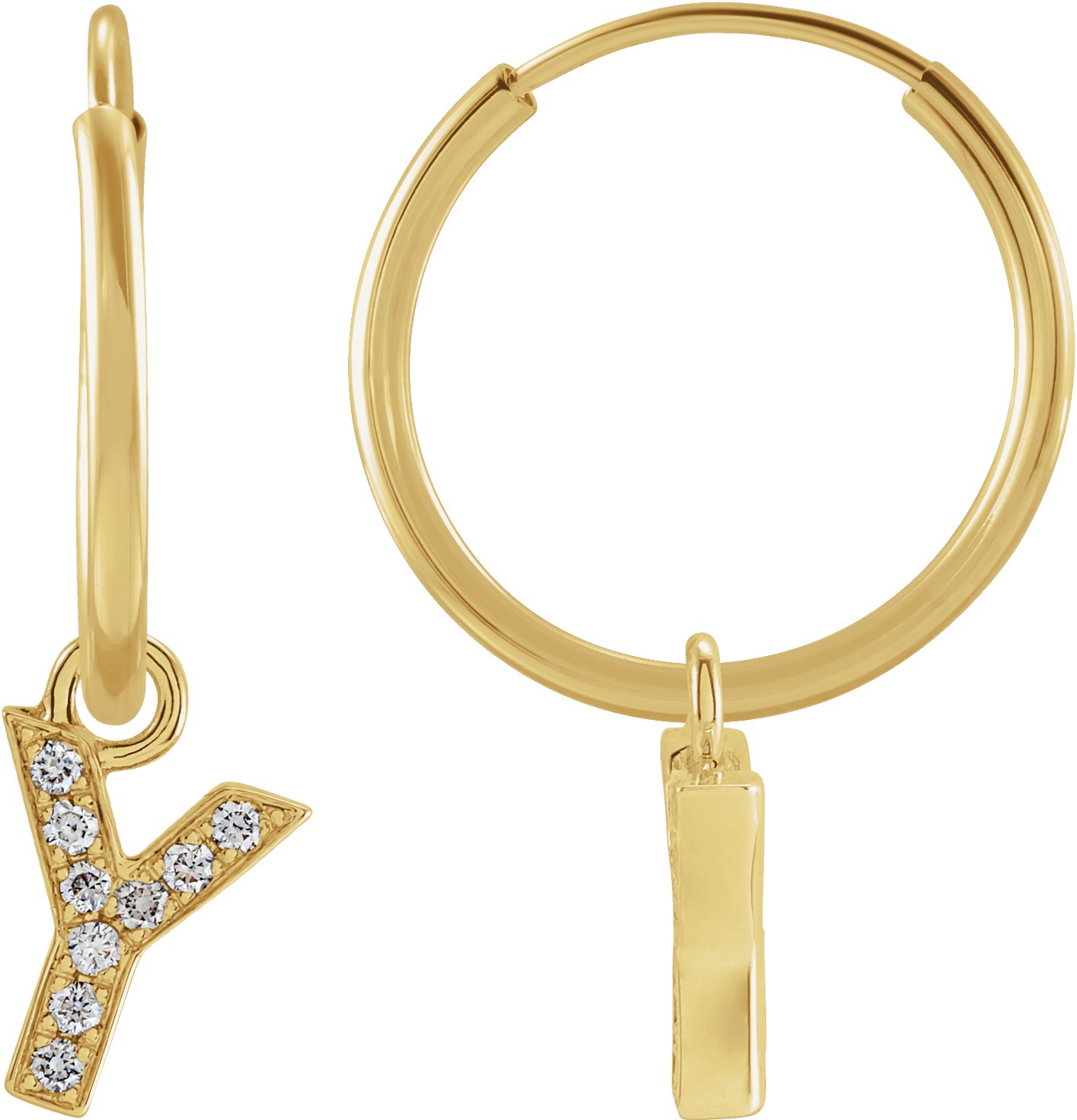 14K Yellow .03 CTW Natural Diamond Single Initial Y Hoop Earring Ref 18988694