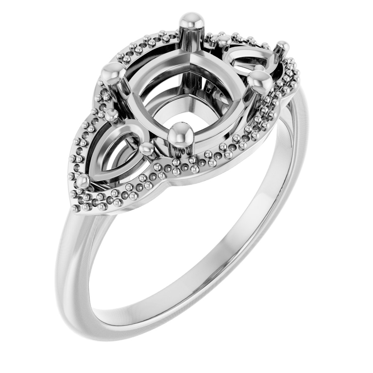 Three-Stone Halo-Style Engagement Ring