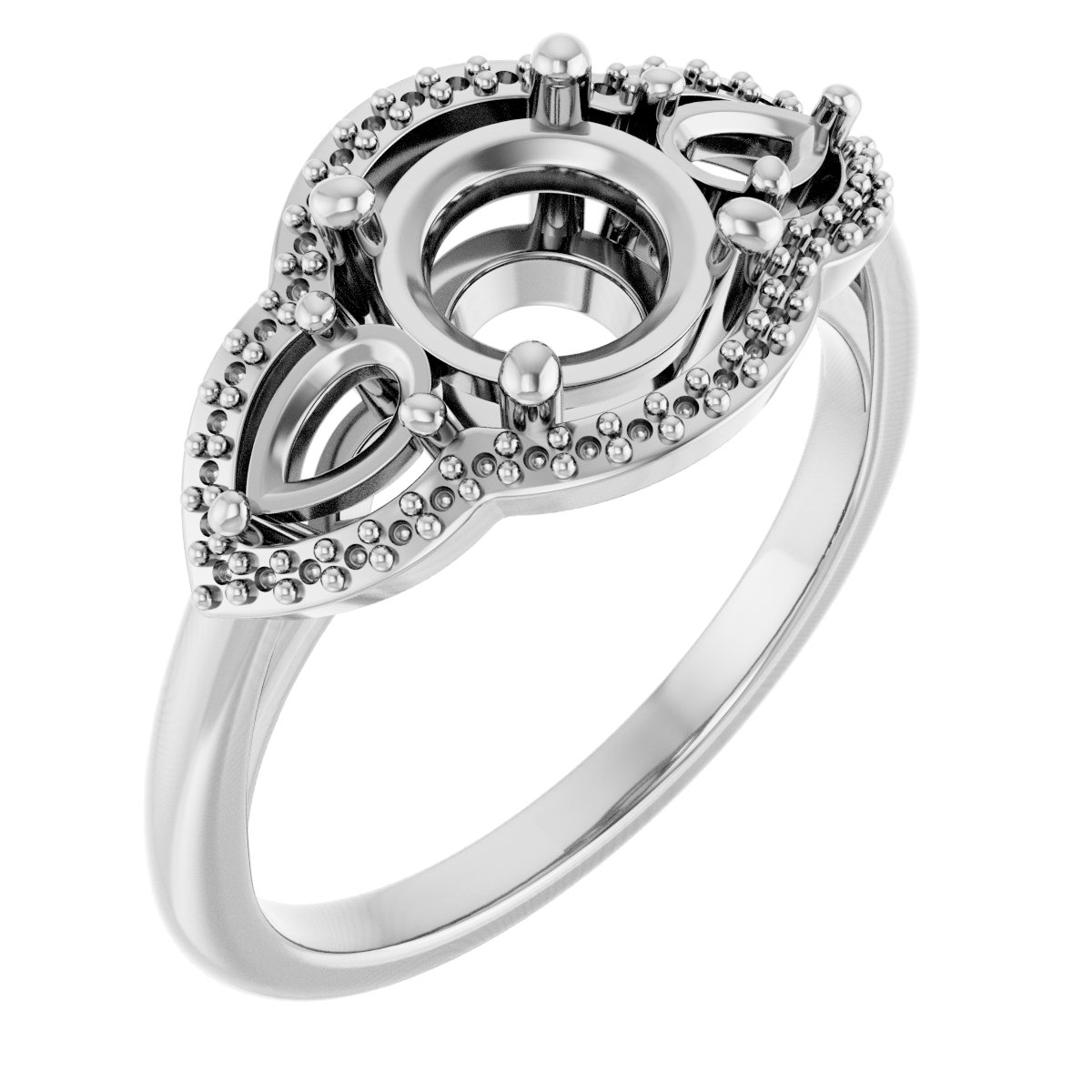 Three-Stone Halo-Style Engagement Ring