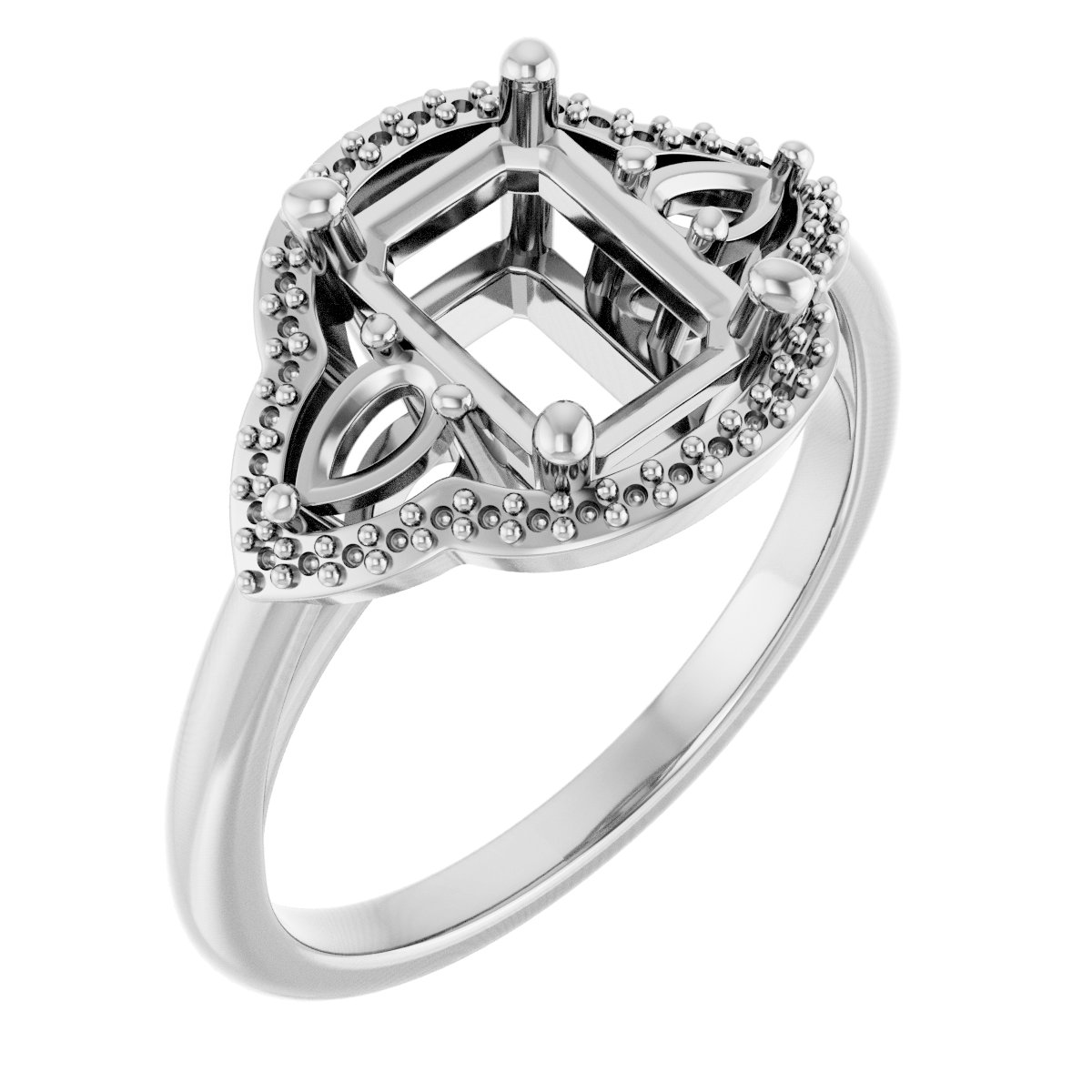 Three-Stone Halo-Style Engagement Ring