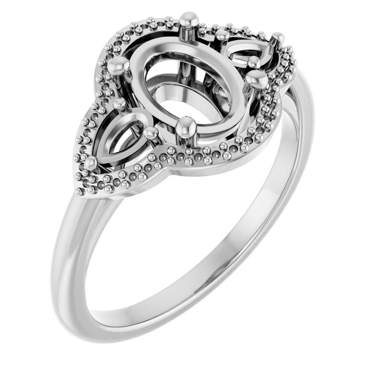 Three-Stone Halo-Style Engagement Ring