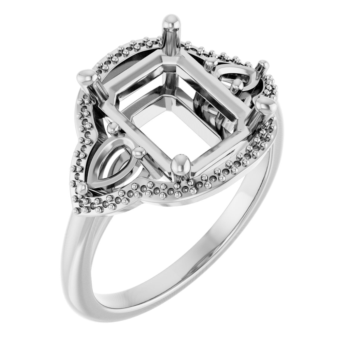 Three-Stone Halo-Style Engagement Ring
