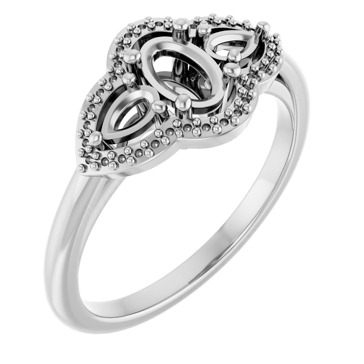 Three-Stone Halo-Style Engagement Ring