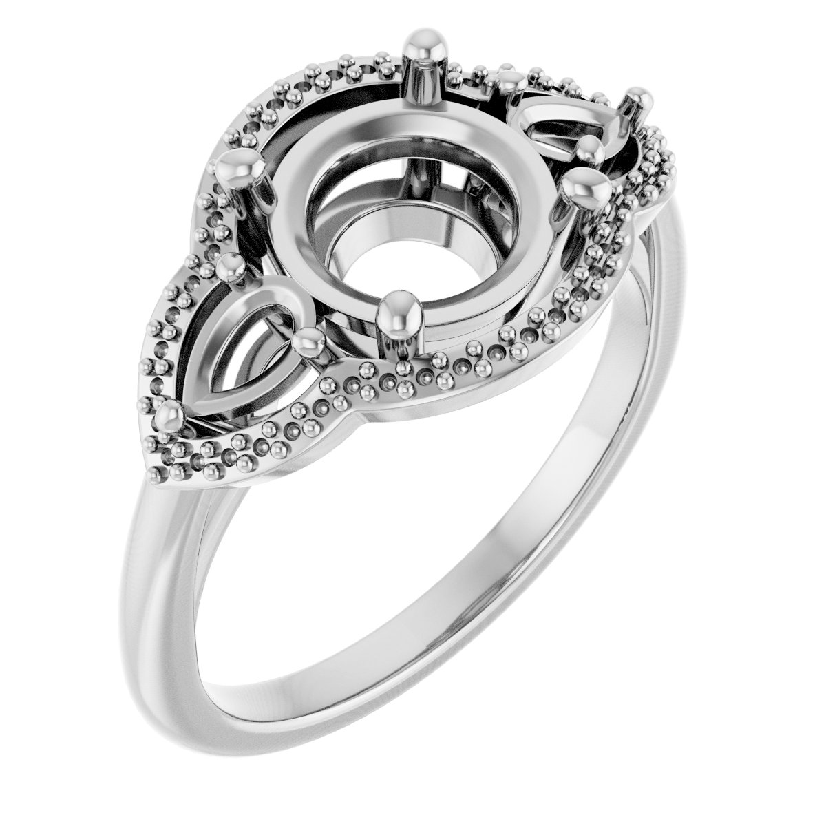 Three-Stone Halo-Style Engagement Ring