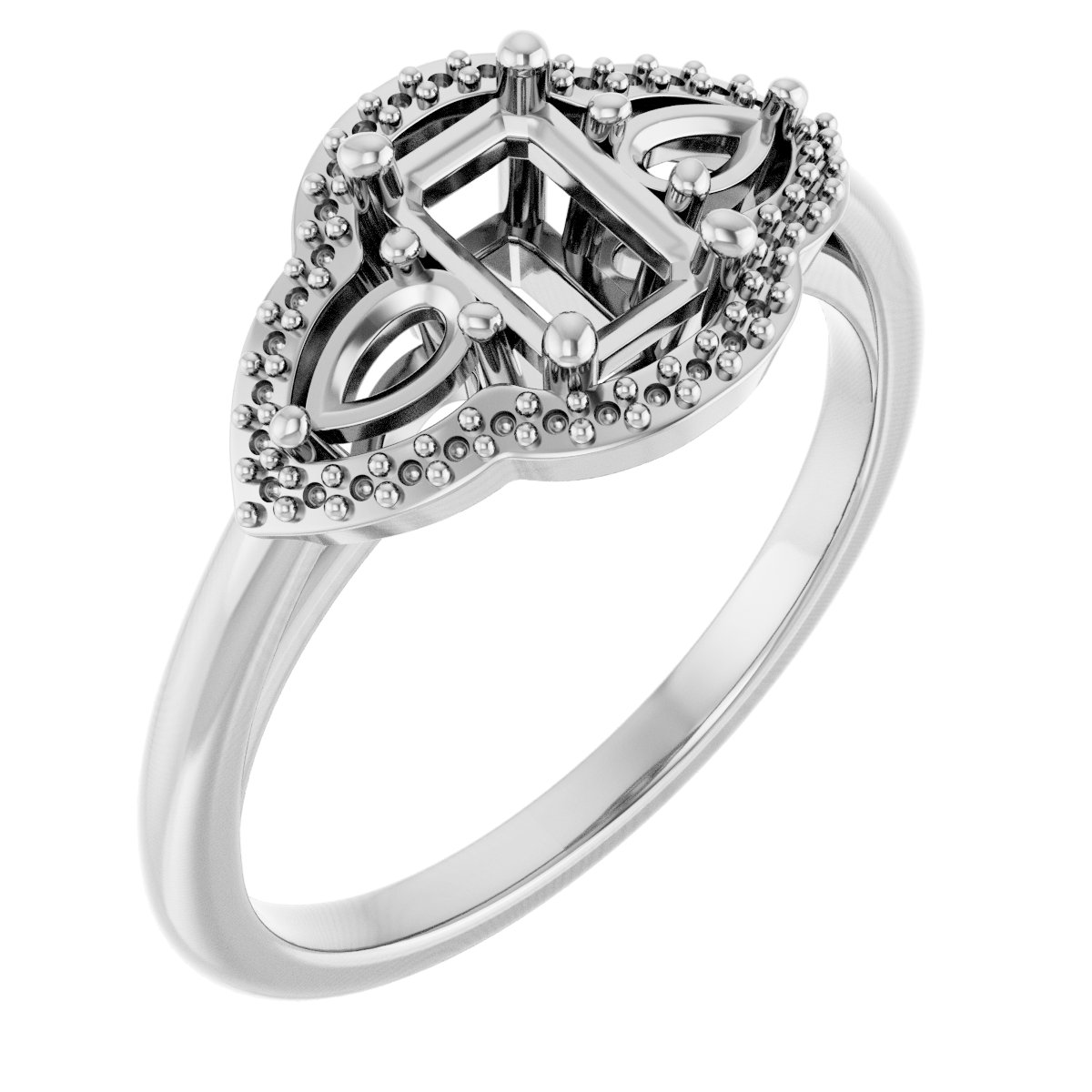 Three-Stone Halo-Style Engagement Ring