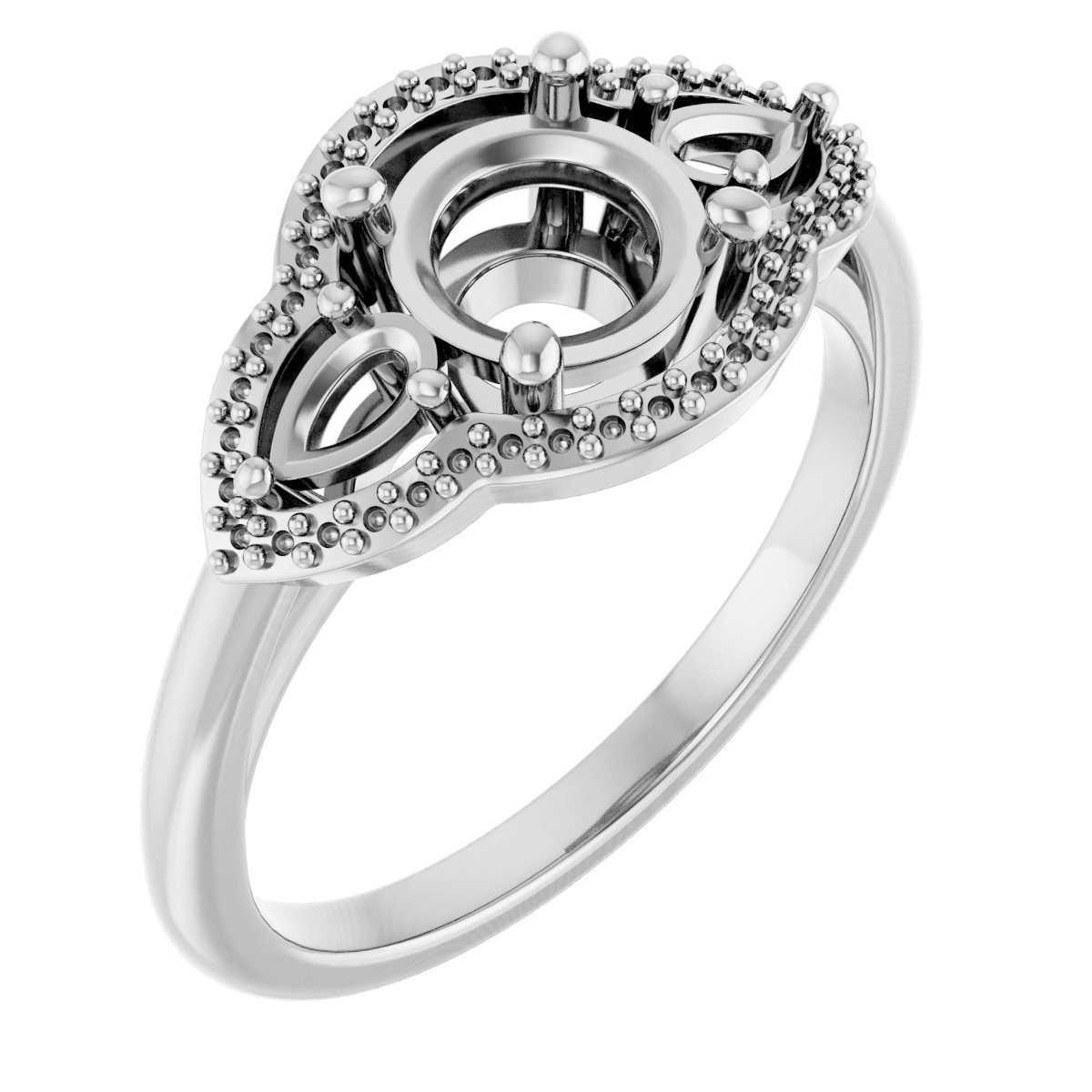 Three-Stone Halo-Style Engagement Ring