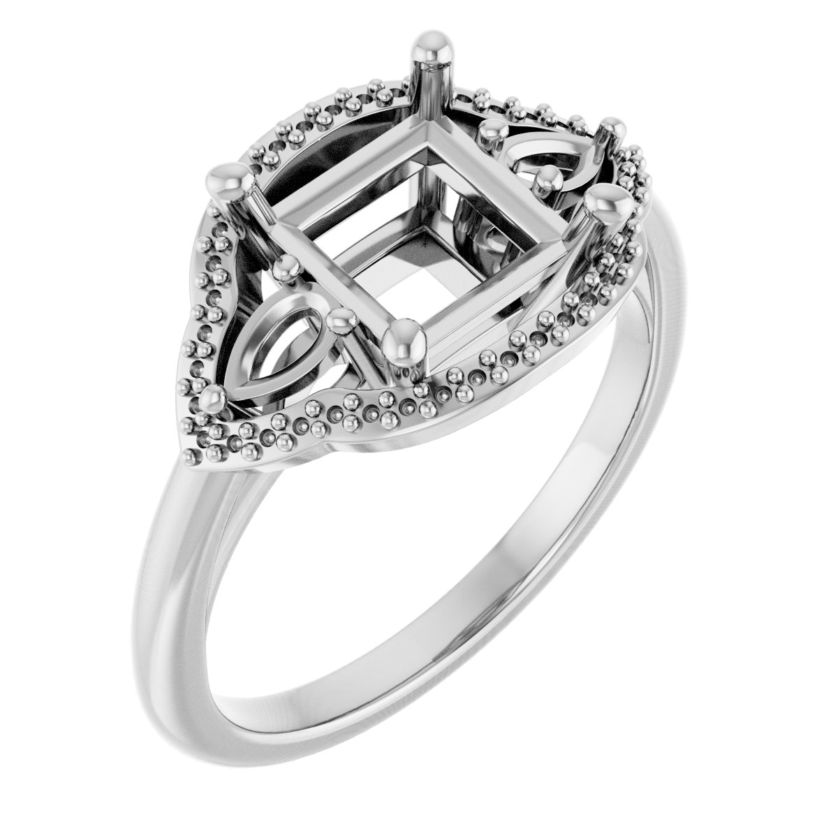 Three-Stone Halo-Style Engagement Ring