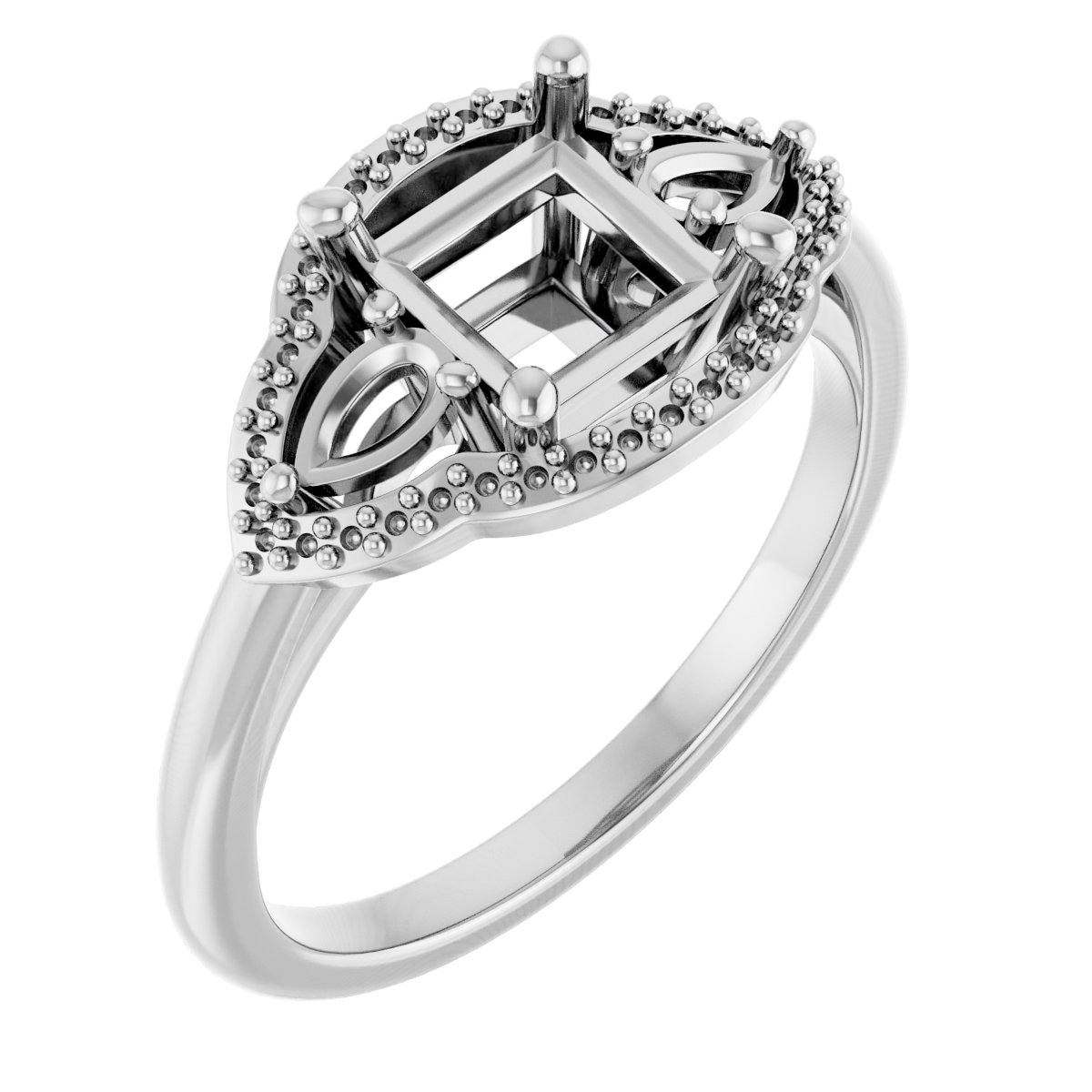 Three-Stone Halo-Style Engagement Ring
