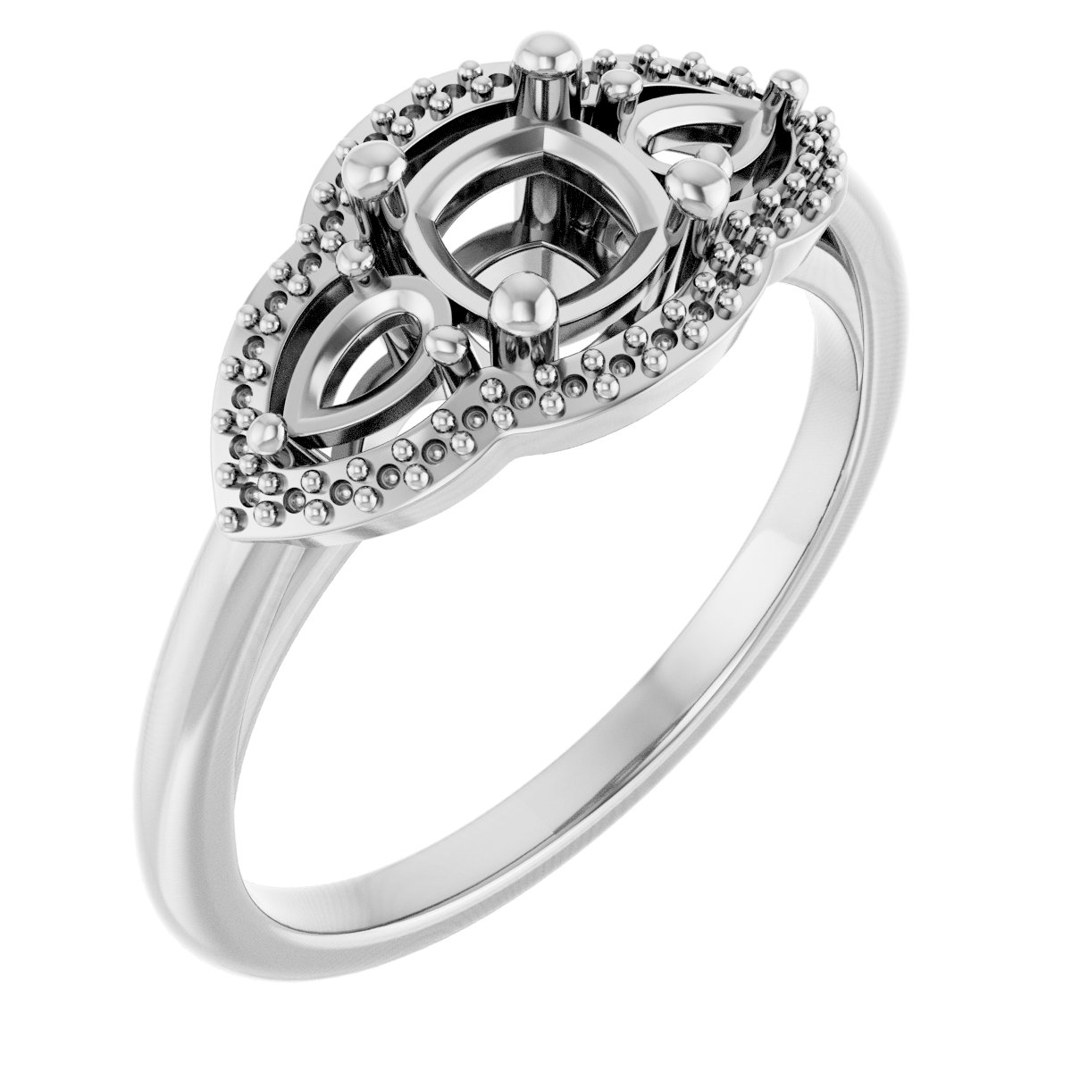 Three-Stone Halo-Style Engagement Ring