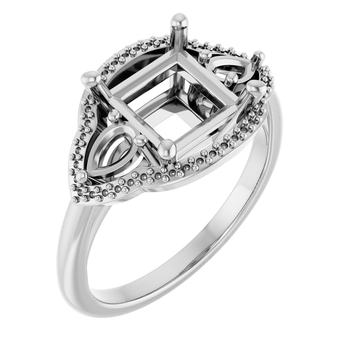 Three-Stone Halo-Style Engagement Ring