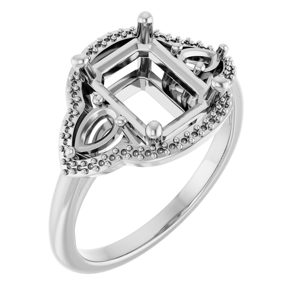 Three-Stone Halo-Style Engagement Ring