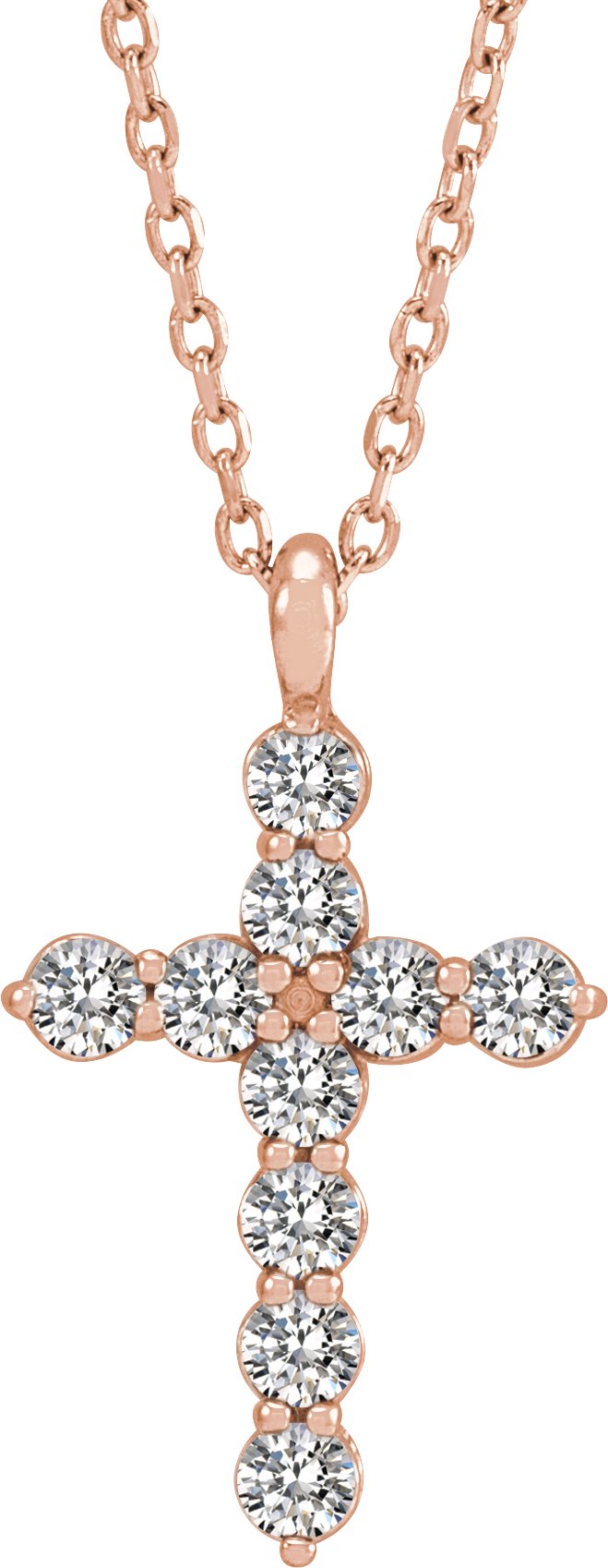 14K Rose 1/3 CTW Natural Diamond Cross 16-18" Necklace