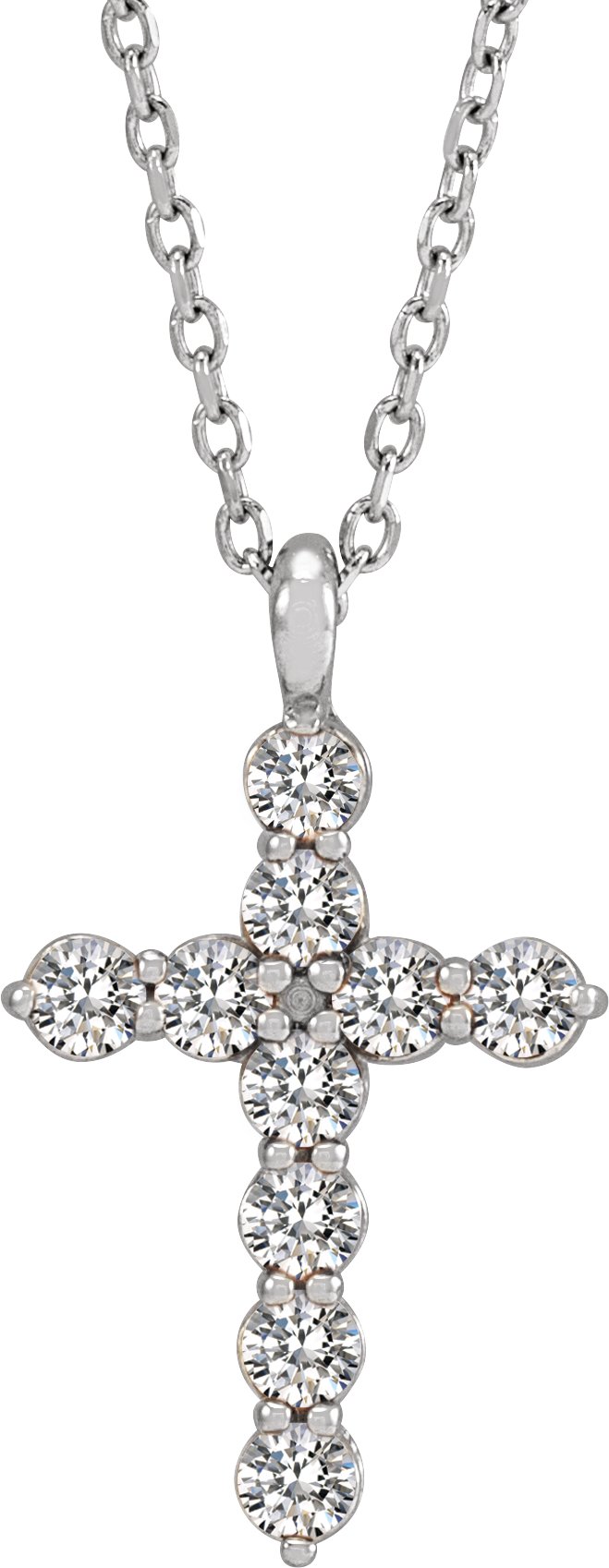 14K White 1/3 CTW Natural Diamond Cross 16-18" Necklace