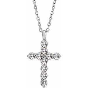 14K White 1/3 CTW Natural Diamond Cross 16-18" Necklace