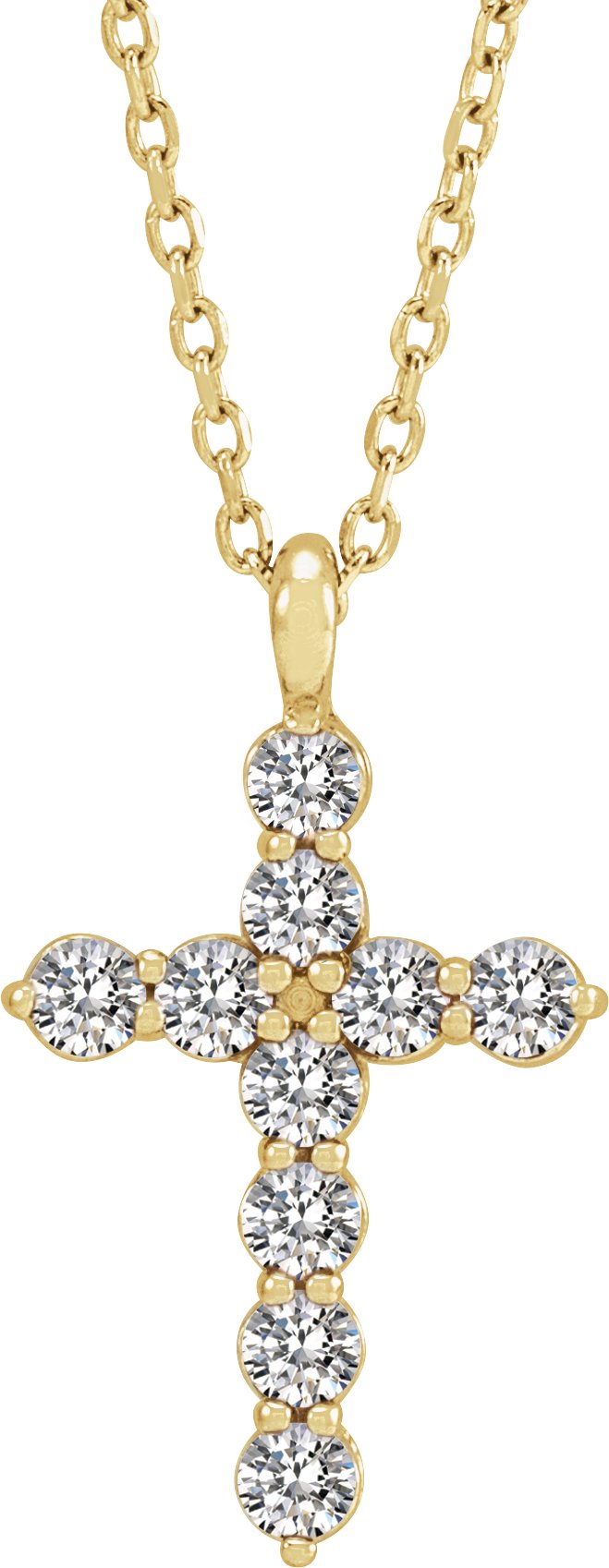 14K Yellow 1/3 CTW Natural Diamond Cross 16-18" Necklace