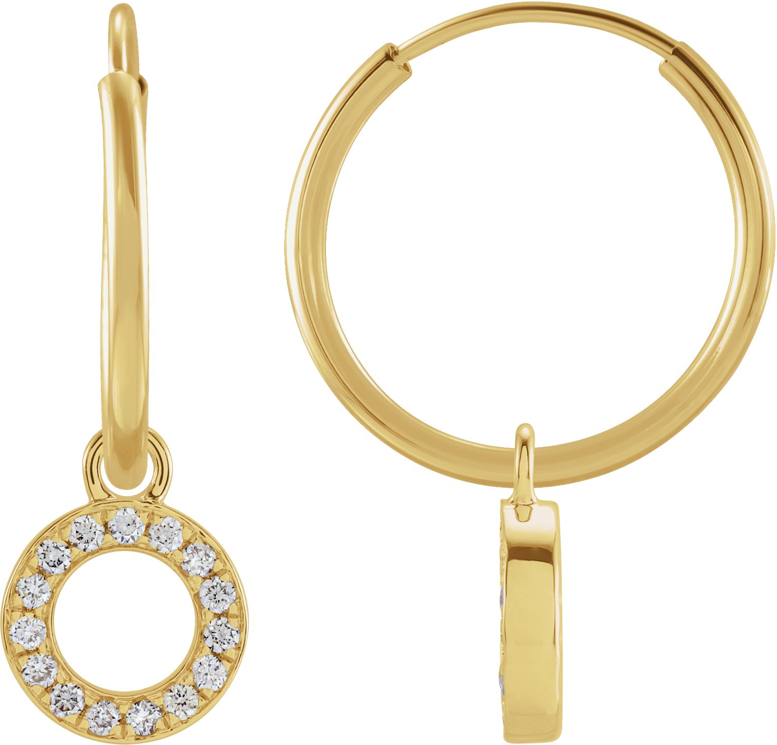 14K Yellow .04 CTW Natural Diamond Single Initial O Hoop Earring Ref 18988691