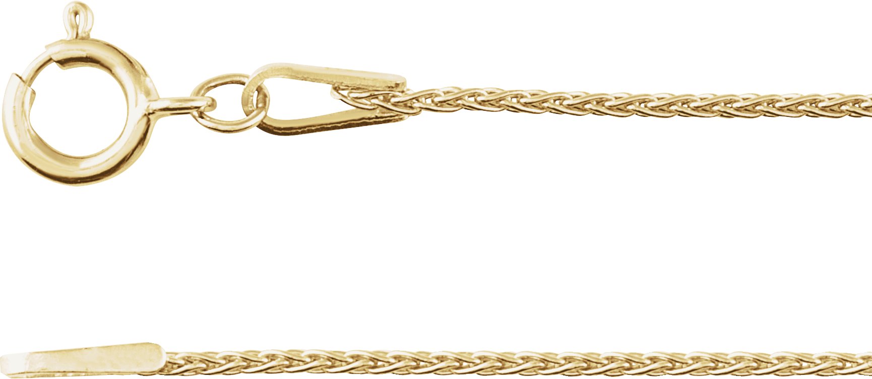 14K Yellow 1 mm Wheat 7" Chain