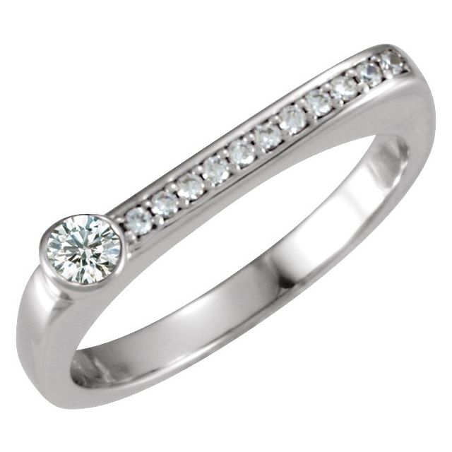 14K White 1/5 CTW Natural Diamond Stackable Ring
