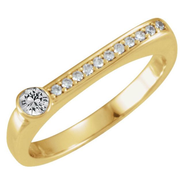 14K Yellow Natural White Sapphire & .08 CTW Natural Diamond Stackable Ring