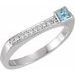 14K White Natural Aquamarine & .07 CTW Natural Diamond Stackable Ring