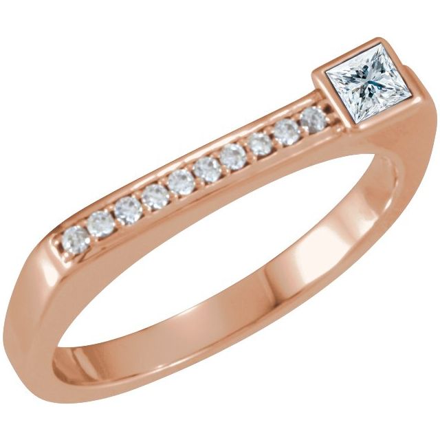 14K Rose 1/4 CTW Natural Diamond Stackable Ring