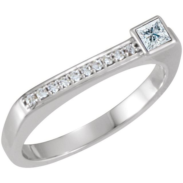 Sterling Silver Natural White Sapphire & .07 CTW Natural Diamond Stackable Ring