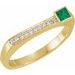 14K Yellow Natural Emerald & .07 CTW Natural Diamond Stackable Ring