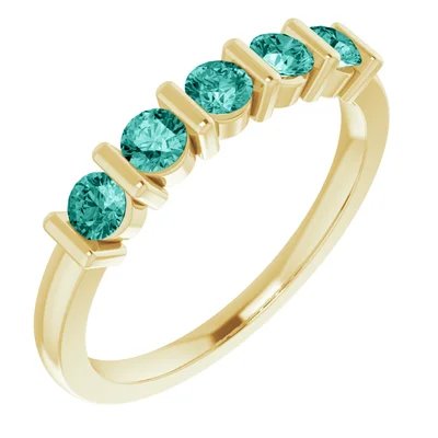 Gold Ring with Five Emerald Stones