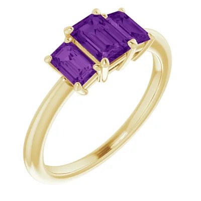 Gold Ring with Three Purple Stones