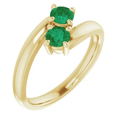 Gold Ring with Two Green Stones