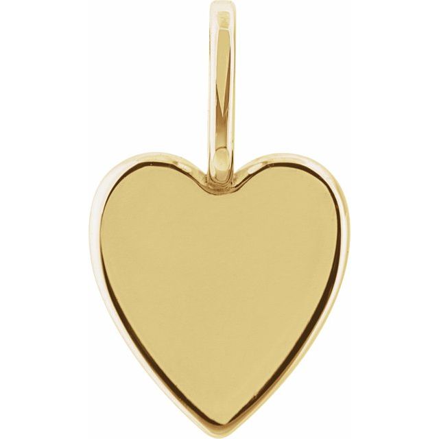 14K Yellow Engravable Heart Charm/Pendant