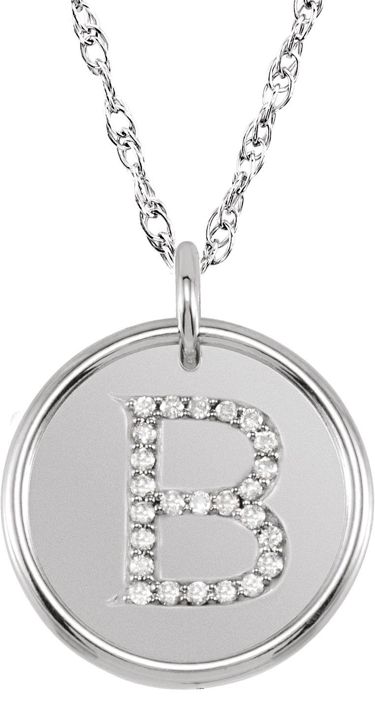 Sterling Silver 0.13 CTW Natural Diamond Initial B 18 inch Necklace Ref 5527971