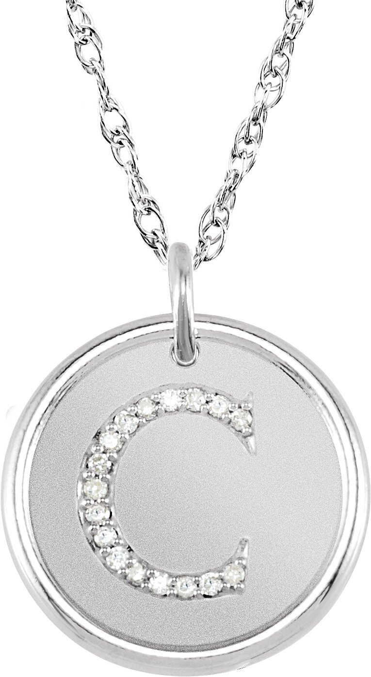 Sterling Silver .08 CTW Natural Diamond Initial C 18 inch Necklace Ref 5530952