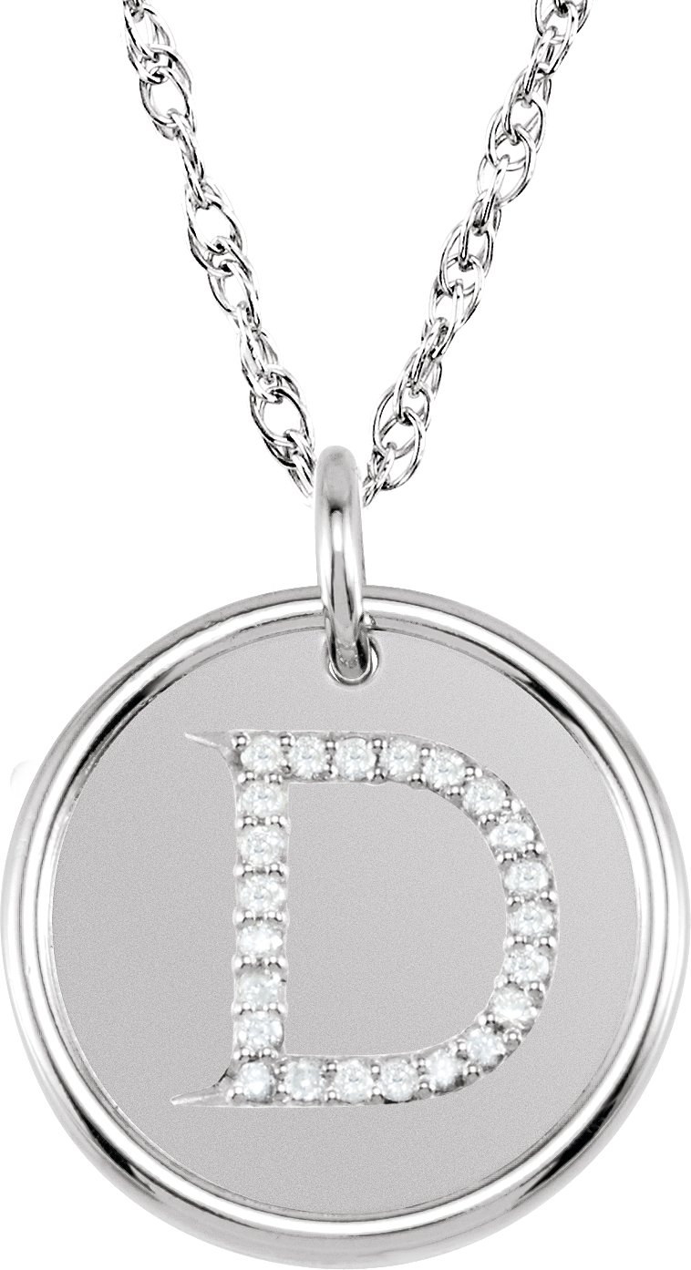 Sterling Silver 0.13 CTW Natural Diamond Initial D 18 inch Necklace Ref 5533001