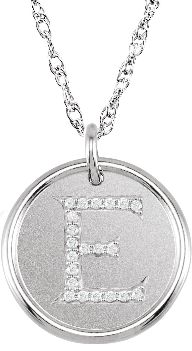 Sterling Silver 0.10 CTW Natural Diamond Initial E 18 inch Necklace Ref 5534963