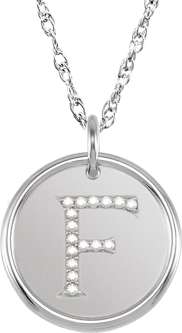 Sterling Silver .08 CTW Natural Diamond Initial F 18 inch Necklace Ref 5543950