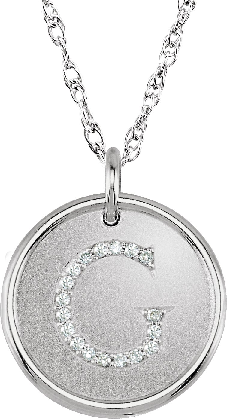 Sterling Silver 0.10 CTW Natural Diamond Initial G 18 inch Necklace Ref 5547958