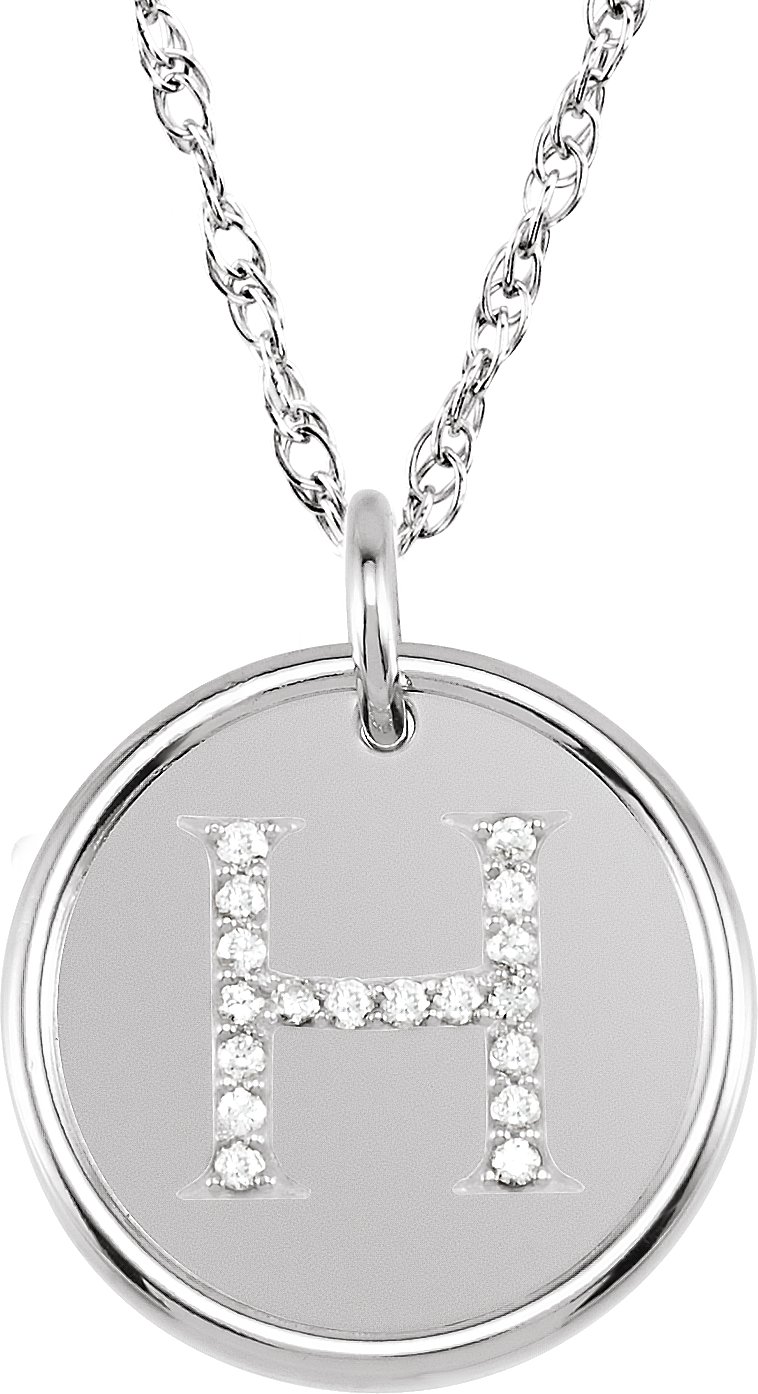 Sterling Silver 0.10 CTW Natural Diamond Initial H 18 inch Necklace Ref 5526957