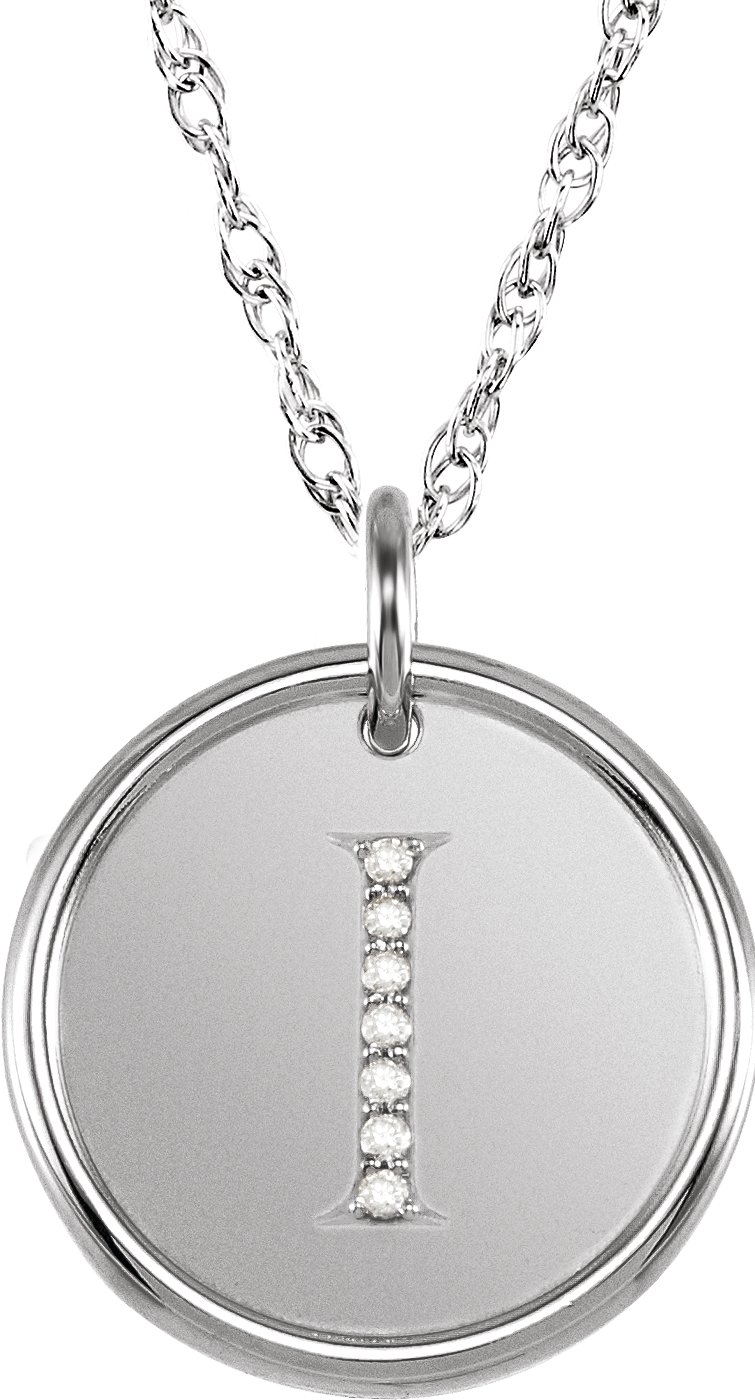 Sterling Silver .04 CTW Natural Diamond Initial I 18 inch Necklace Ref 5529950